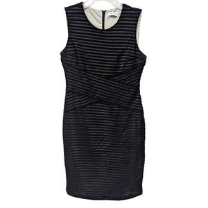Calvin Klein Women's size 6 Black Sleeveless Pleated Textured Mini Dress